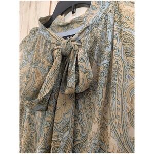 Ralph Lauren Vintage Inspired Paisley Midi Dress Tie Neck Earthy Aesthetic 
8
